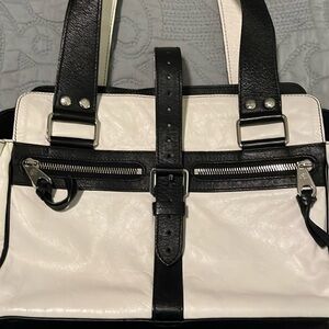 Mulberry Two-Tone Black and White Leather Luxury Satchel Handbag